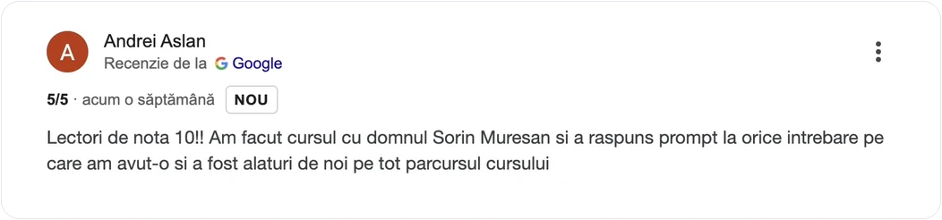 Recenzie APSAP Andrei Aslan despre lectorul Sorin Mureșan