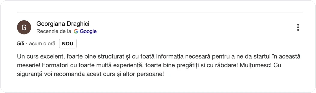 Recenzie APSAP despre curs bine structurat și formatori pregătiți