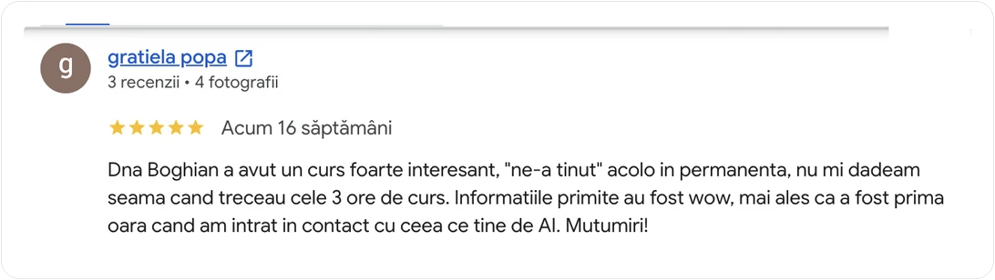 Recenzie APSAP despre cursul de inteligență artificială