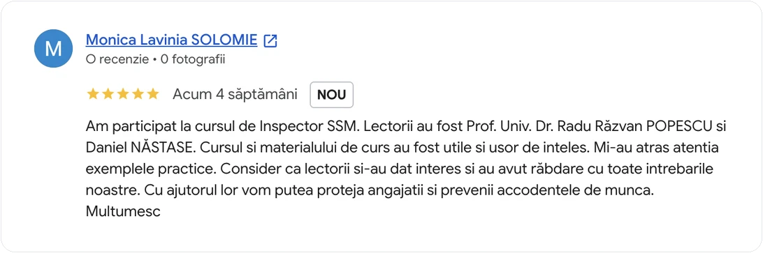 Recenzie APSAP despre cursul Inspector SSM